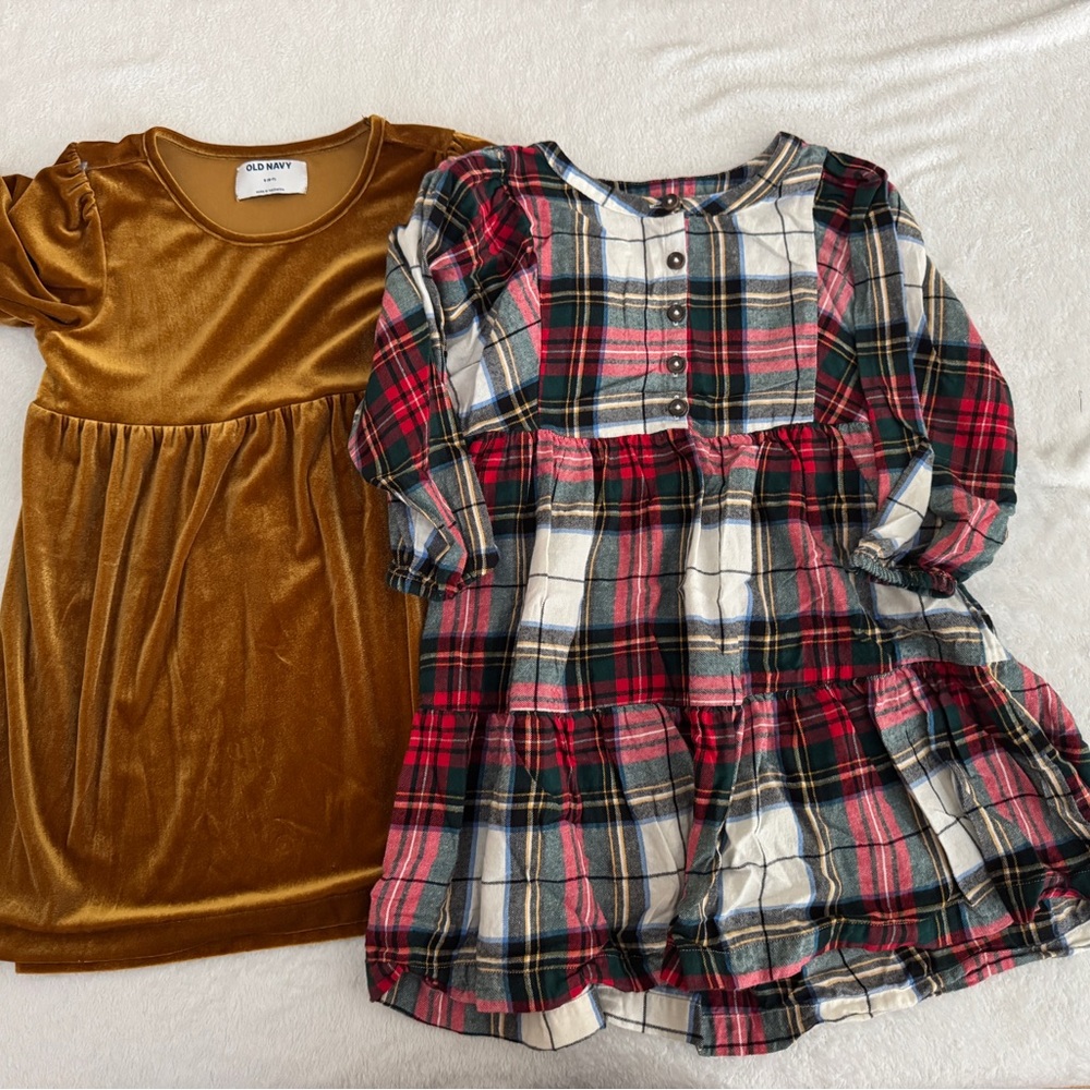 Old Navy Kids Dresses in Gold and Plaid